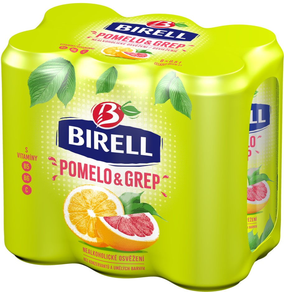 Birell Pomelo & grep nealkoholický 6×0,5 l plech