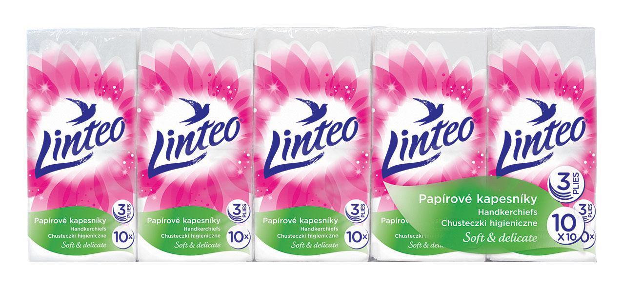Linteo papírové kapesníčky 3vrstvé 10x10ks