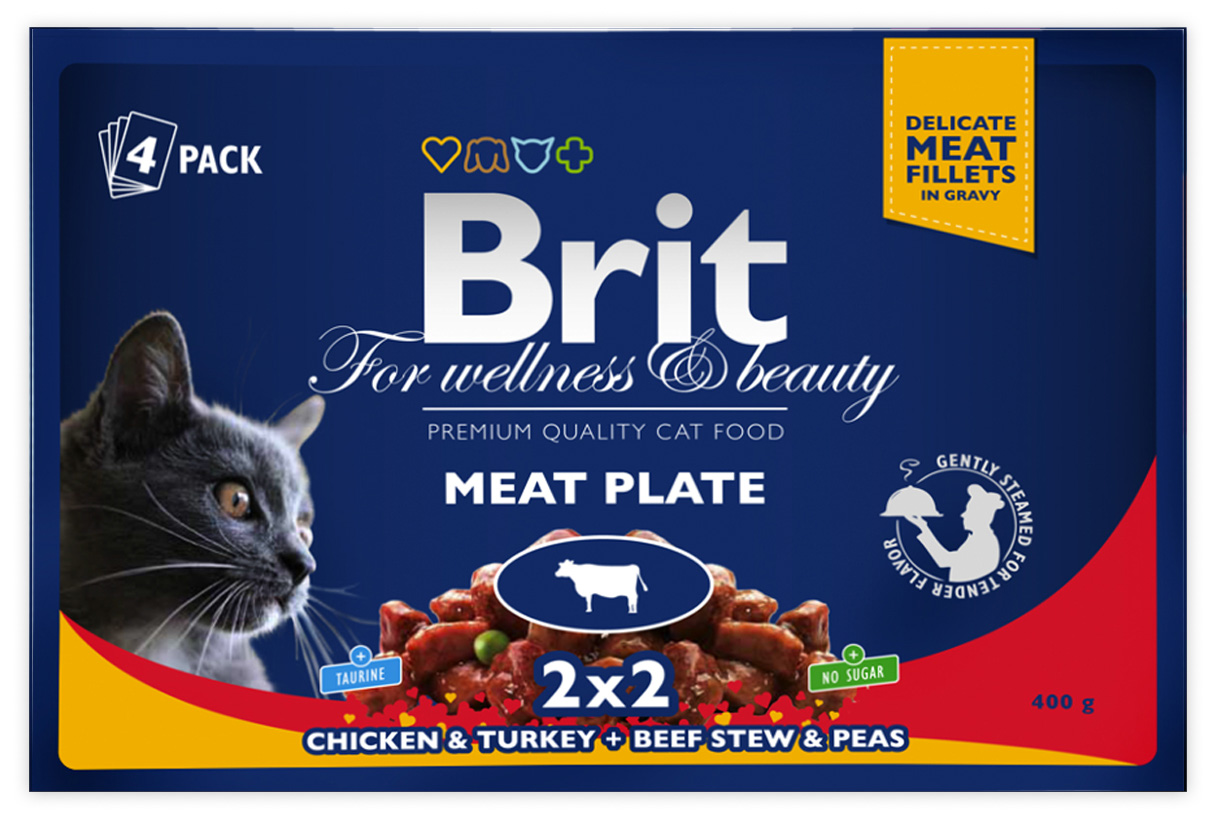 Brit Premium Cat Meat Plate kapsičky pro kočky 4×100 g