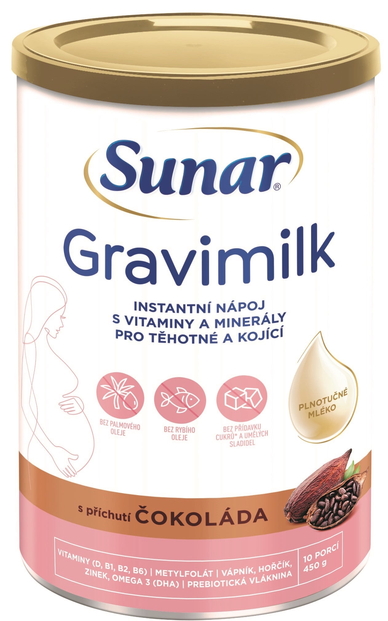 Sunar Gravimilk s příchutí čokolády pro těhotné a kojící ženy