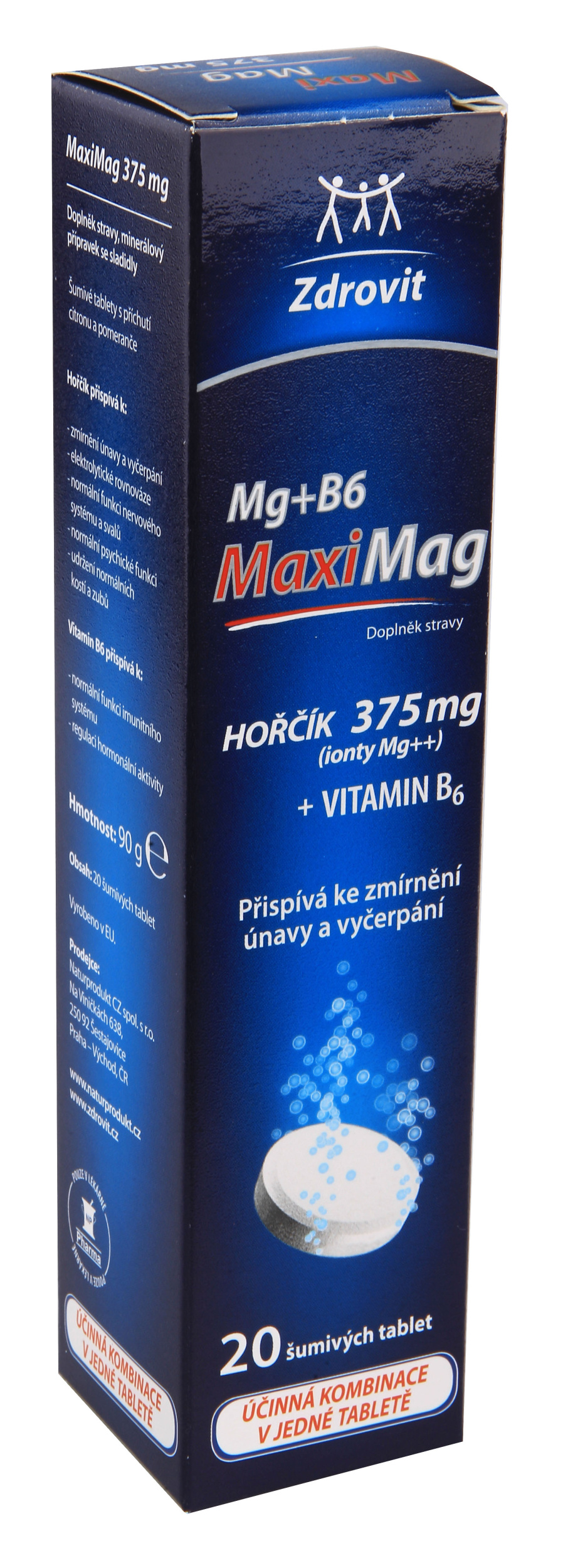 Zdrovit MaxiMag Hořčík 375mg B6 20 šumivých tablet