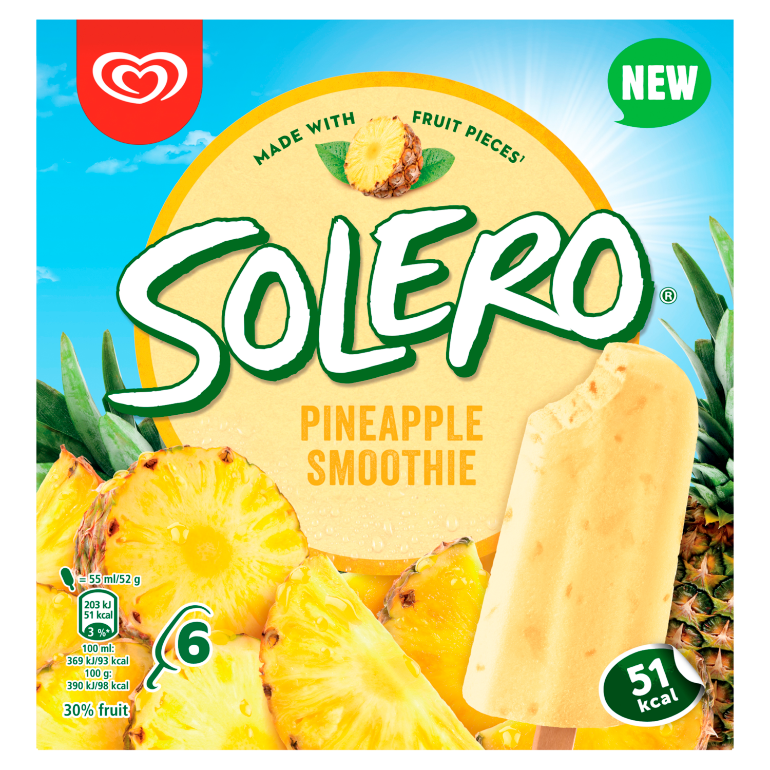 Solero Smoothie Ananas multipack 6x55 ml
