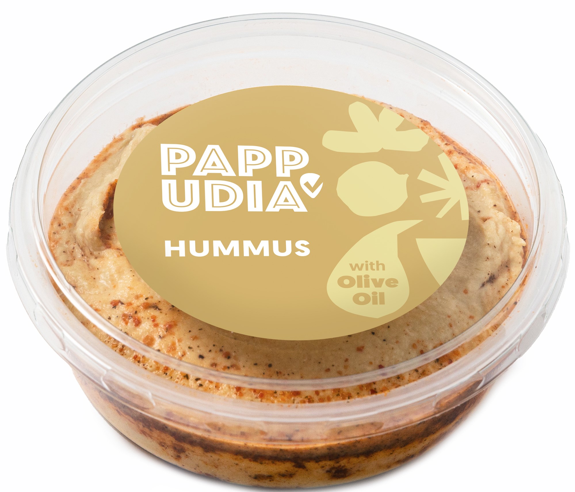 Pappudia Hummus s římským kmínem a panenským olivovým olejem