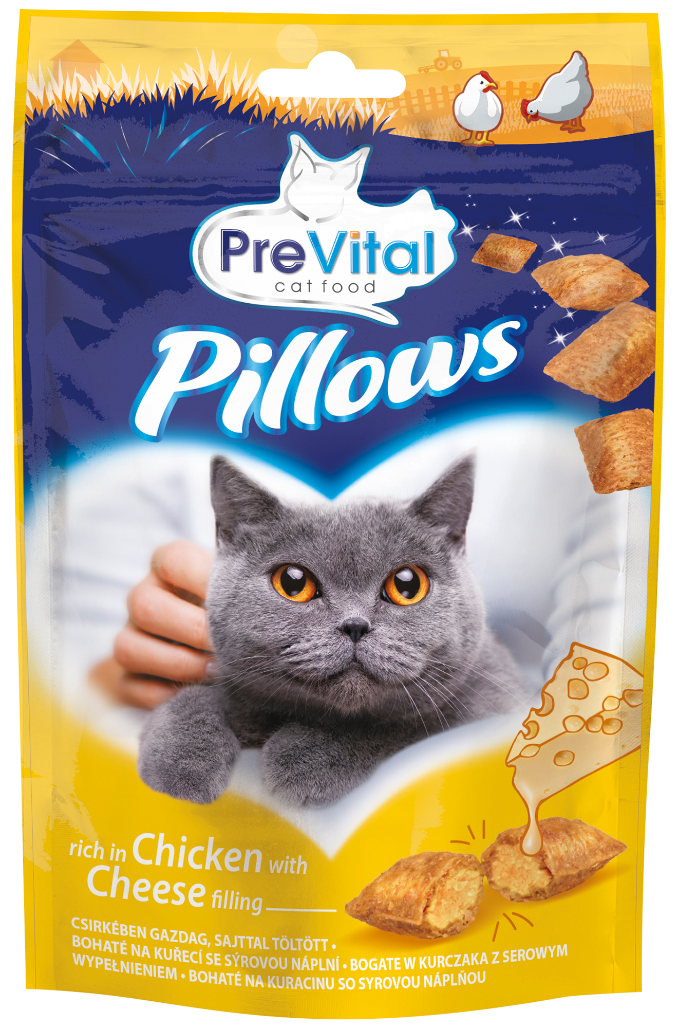 PreVital Snack pro kočky polštářky kuře a sýr