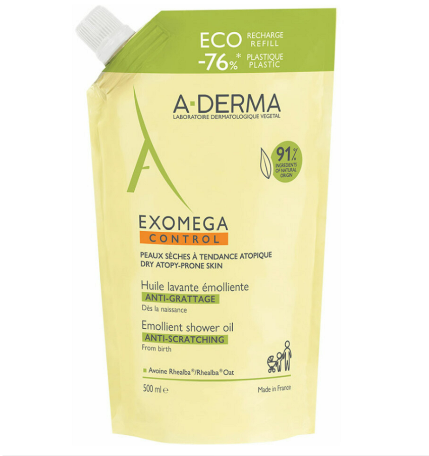 A-DERMA Exomega CONTROL Zvláčňující sprchový olej 500ml ECO náplň