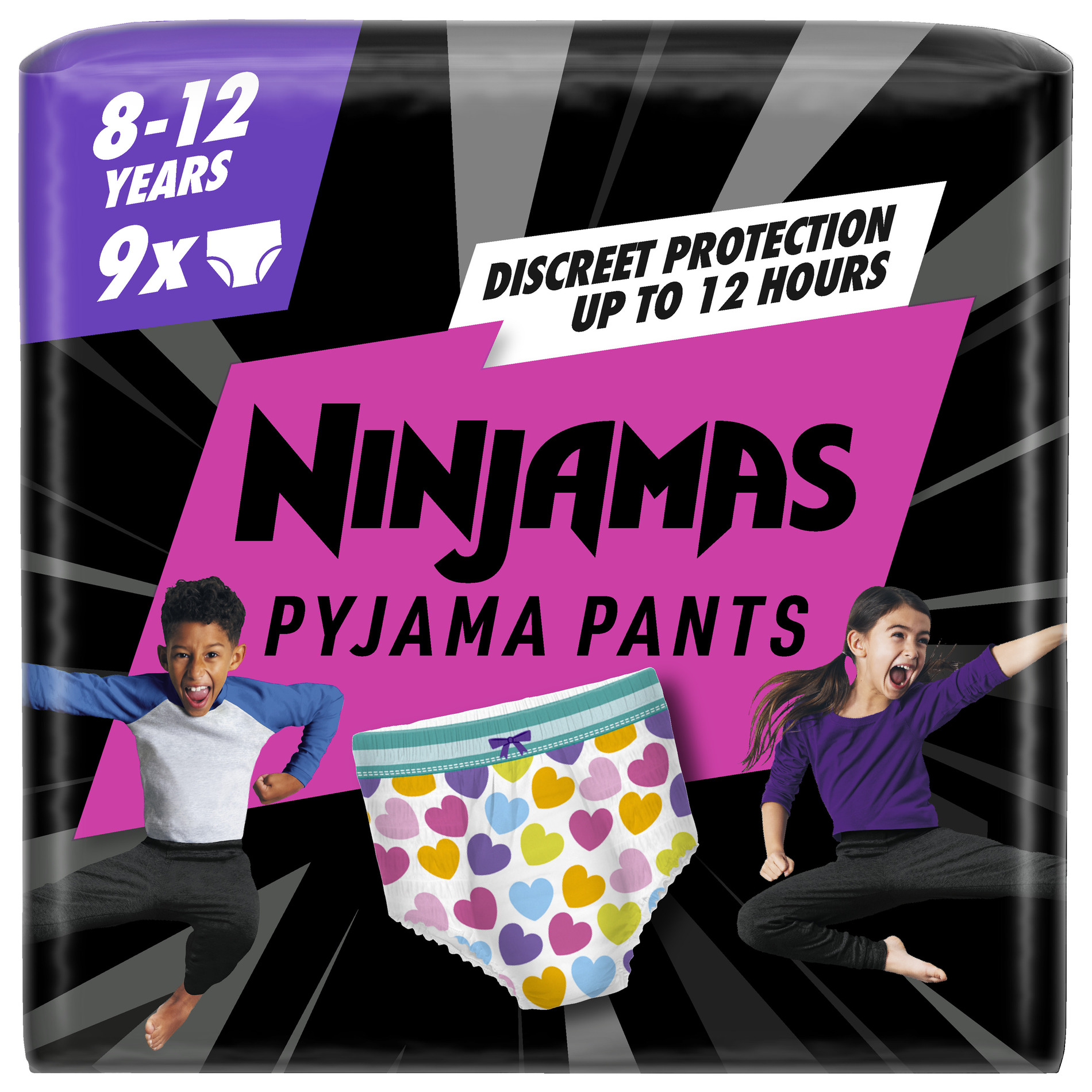 Ninjamas Pyjama Pants Srdíčka Plenkové Kalhotky 8 12 Let 27 43 Kg