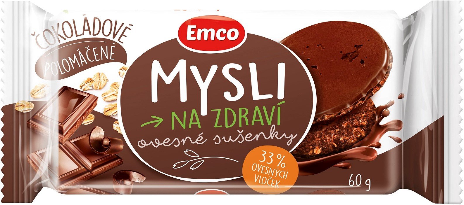 Emco Mysli Ovesné sušenky čokoládové polomáčené