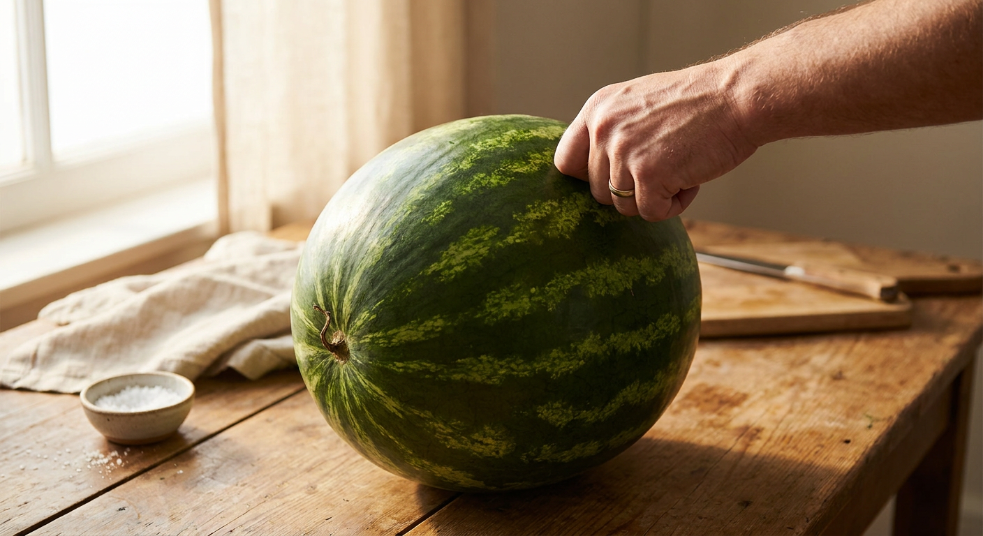 Poklepání klouby prstů na meloun pro zjištění zralosti