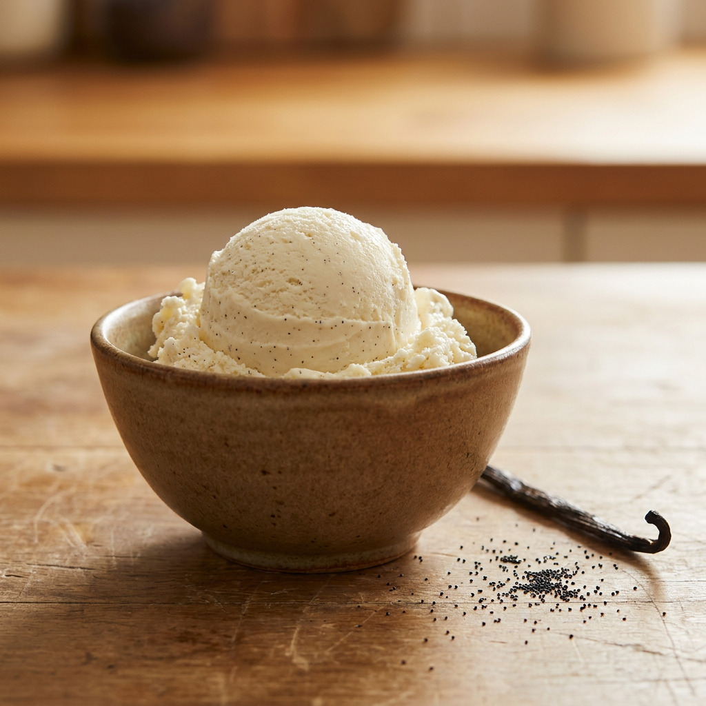 Homemade vanilla ice cream