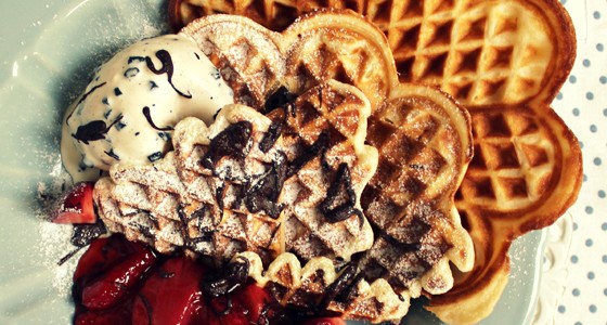 Sladké wafle z těsta z kysané smetany