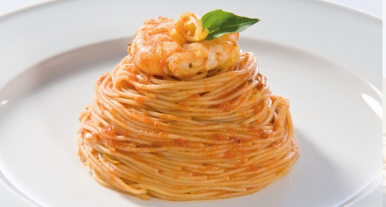 Capellini s pórkem a krevetami