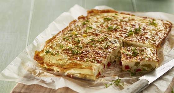 Frittata s Lučinou a pórkem